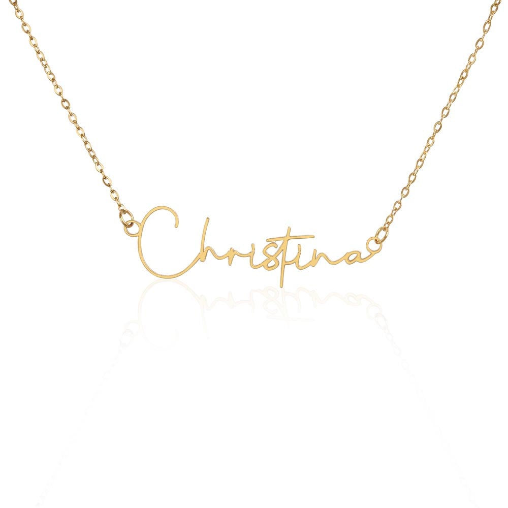 Signature Name Necklace, Stainless steel or Yellow Gold Finish, Women's Necklace