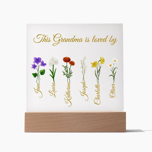 Grandma's gift, Personalized Grandchildren's Birthflower Ornament, Birthday Gift  Mother's Day and Christmas Gift for Grandma