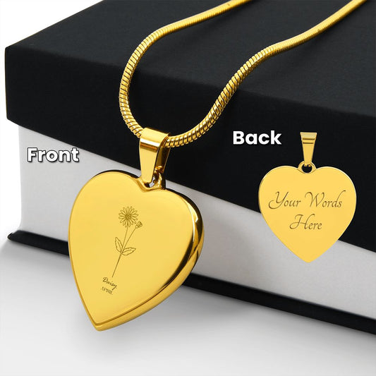 Birthflower Necklace, Birthday Flower Necklace, Floral Necklace, Engraved Birthflower Necklace Gift