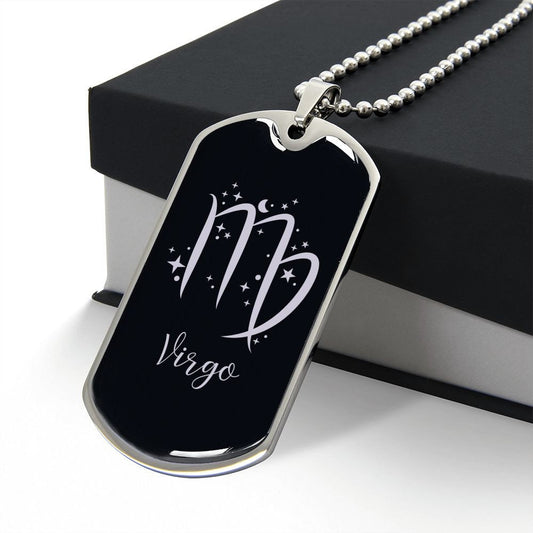 Virgo Zodiac Gift For Men, Dog Tag Necklace, Birthday Gift For Men