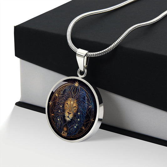 Leo Zodiac Sign Necklace, Circle Pendant Design, Birthday Gift For Her