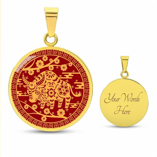 Year Of The Ox, Chinese Zodiac Pendant Necklace