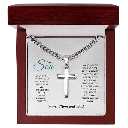 Son Necklace, Cross Necklace,  Chain Necklace, Gift For Son
