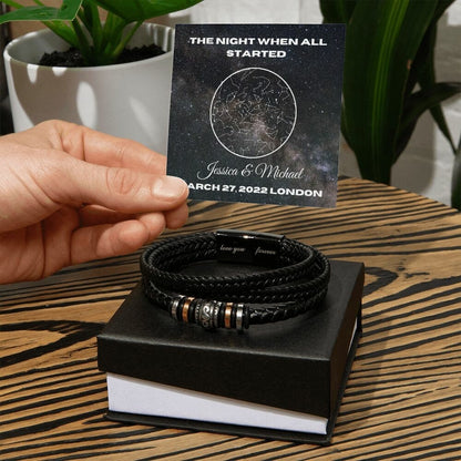 Anniversary Gift For Him, Vegan Leather Bracelet For Men,  Anniversary Gift For Men