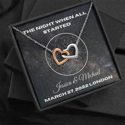 Anniversary Gift For Her, Star Map Event, Heart Necklace, Gift For Women
