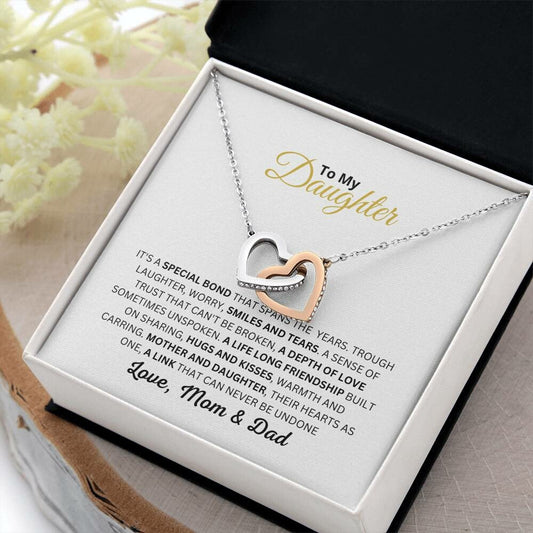 To My Daughter Necklace, Daughter Necklace, Gold Hearts Necklace, Gift From Mom, Gift From Dad