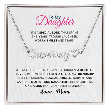 Mum/ Mom to Daughter Custom Name Necklace, Personalised Gift For Daughter, Christmas and Birthday Gift For Daughter