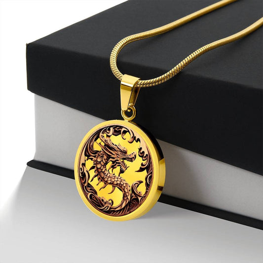 Year of Wood Dragon Lunar New Year, Dragon Necklace, Chinese Zodiac Gift, Dragon Pendant, Wood Dragon Graphic Design