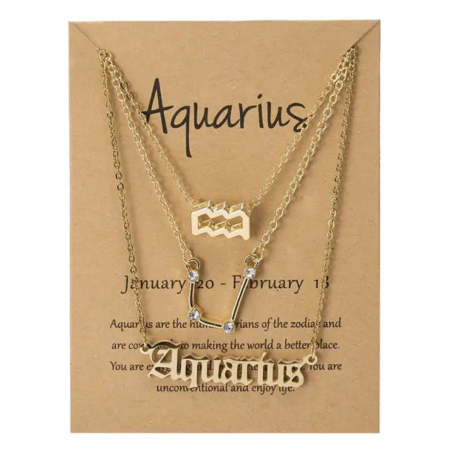 Zodiac Necklace, 3 Set of Celestial Jewelry, Women's Necklace