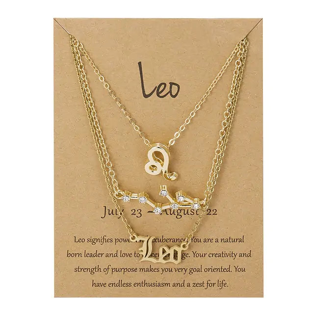 Zodiac Necklace, 3 Set of Celestial Jewelry, Women's Necklace