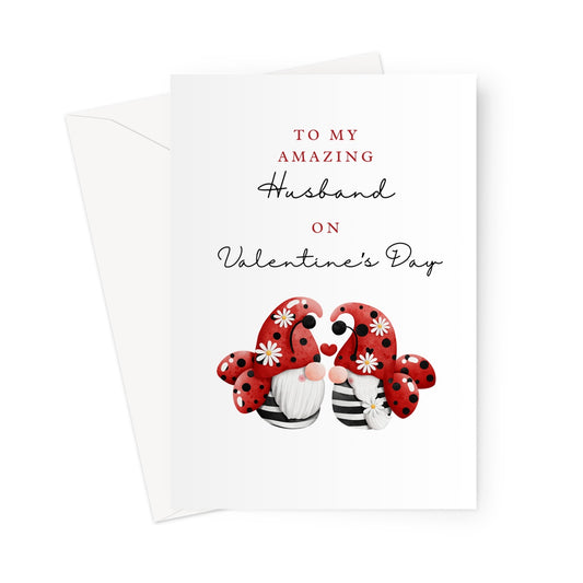 Personalised Valentines Day Card For Her or For Him, Gnome Couple