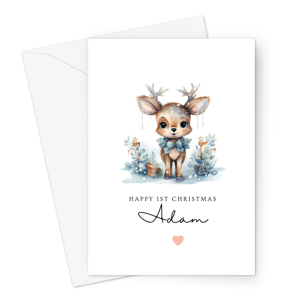 Personalized First Christmas Card For Baby Boy Happy Christmas Card