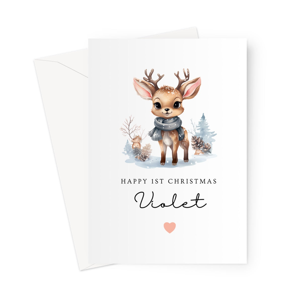 Baby Girl First Christmas Card, Personalised First Christmas Card