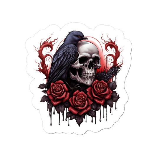 Vinyl Sticker Raven Skull Spooky Sticker Halloween Sticker