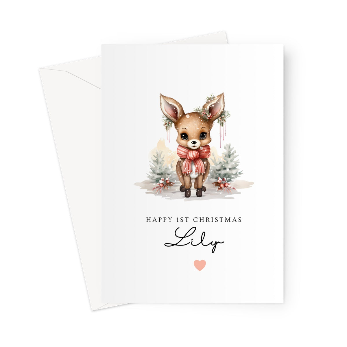 Personalised First Christmas Card For Baby Girls Happy Christmas Card