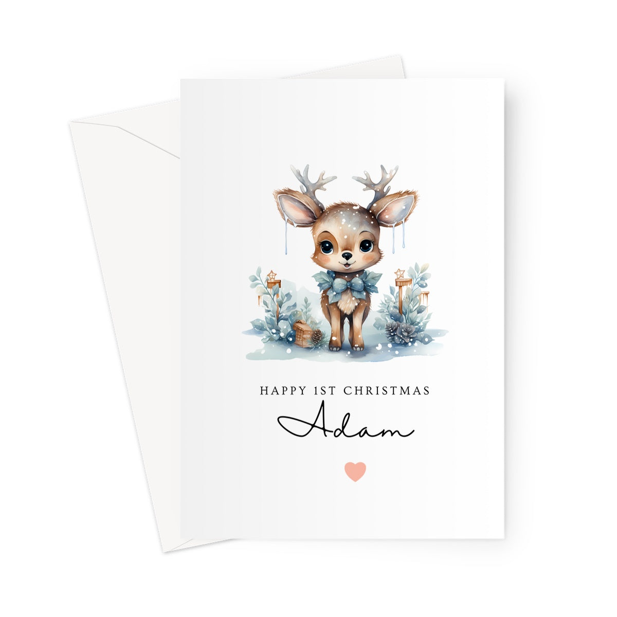 Personalized First Christmas Card For Baby Boy Happy Christmas Card