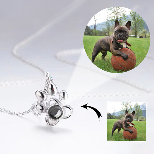 Custom Jewelry Paw Pendant Photo Projection 925 Silver Necklace