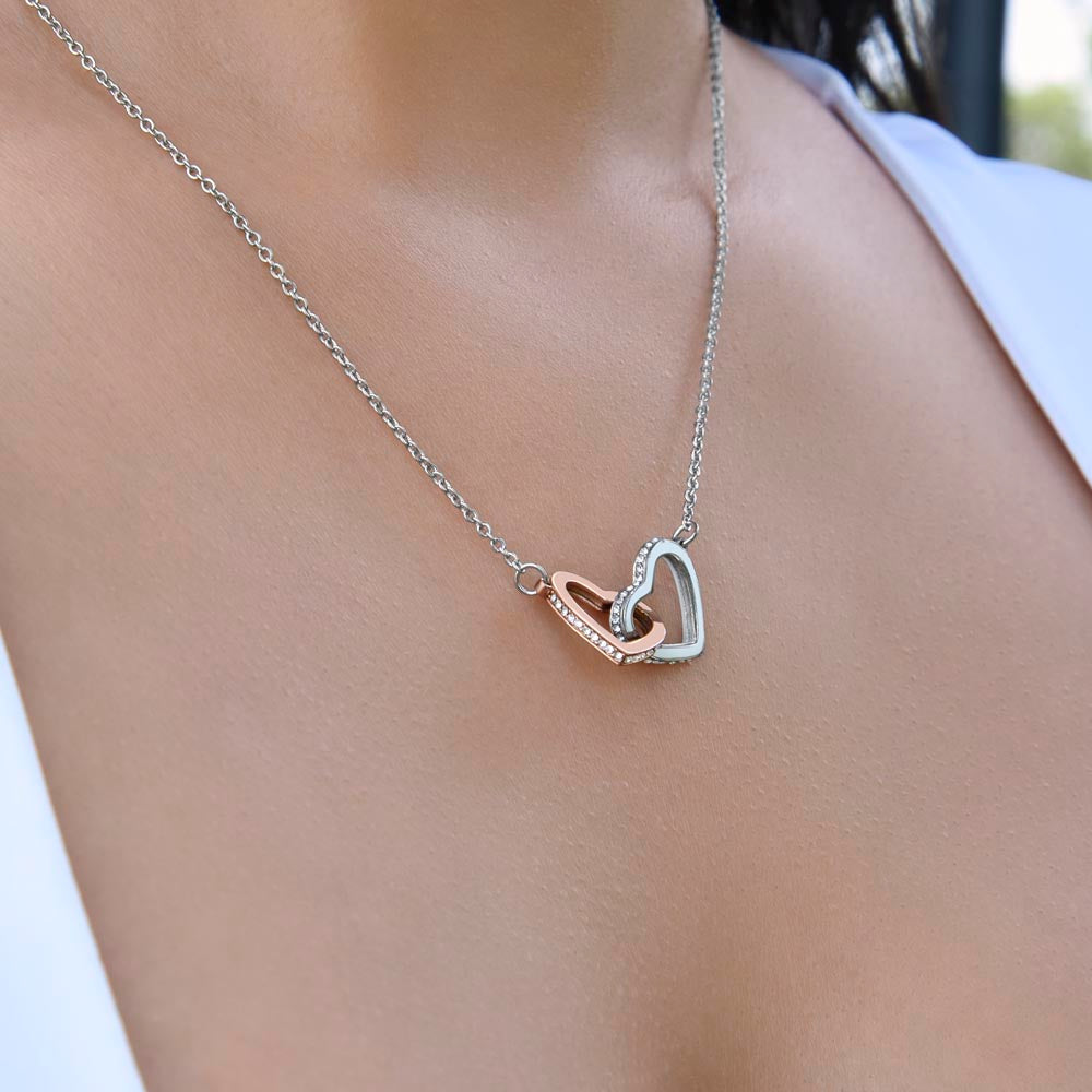 To My Daughter Interlocking Hearts Pendant Necklace With Cubic Zirconia Crystals Christmas and Birthday Gift For Daughter - Zensassy