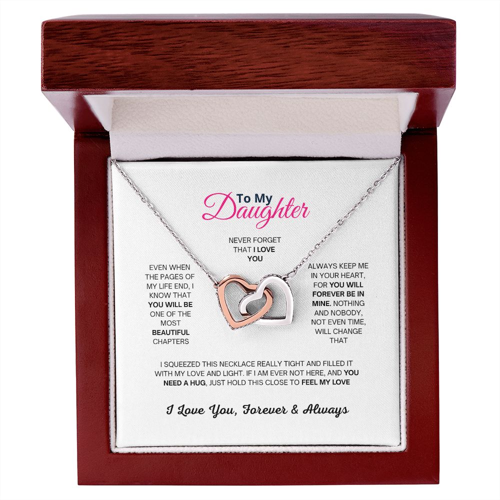 To My Daughter Interlocking Hearts Pendant Necklace With Cubic Zirconia Crystals Christmas and Birthday Gift For Daughter - Zensassy