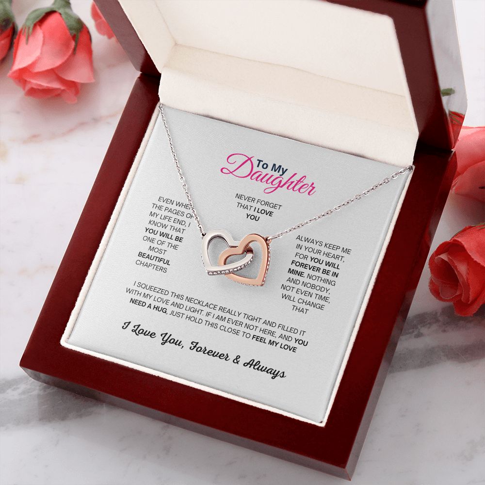 To My Daughter Interlocking Hearts Pendant Necklace With Cubic Zirconia Crystals Christmas and Birthday Gift For Daughter - Zensassy