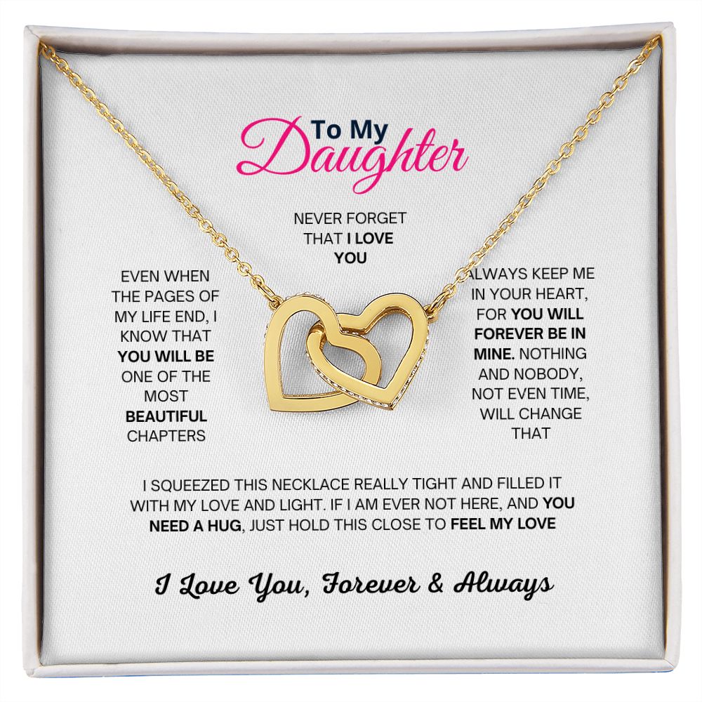 To My Daughter Interlocking Hearts Pendant Necklace With Cubic Zirconia Crystals Christmas and Birthday Gift For Daughter - Zensassy