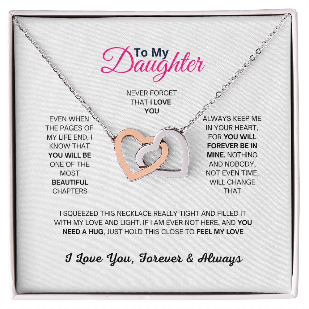 To My Daughter Interlocking Hearts Pendant Necklace With Cubic Zirconia Crystals Christmas and Birthday Gift For Daughter - Zensassy