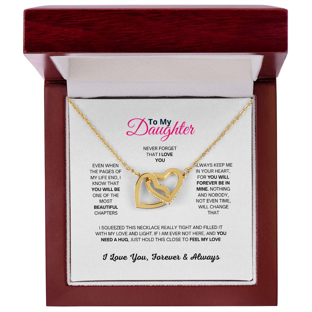 To My Daughter Interlocking Hearts Pendant Necklace With Cubic Zirconia Crystals Christmas and Birthday Gift For Daughter - Zensassy