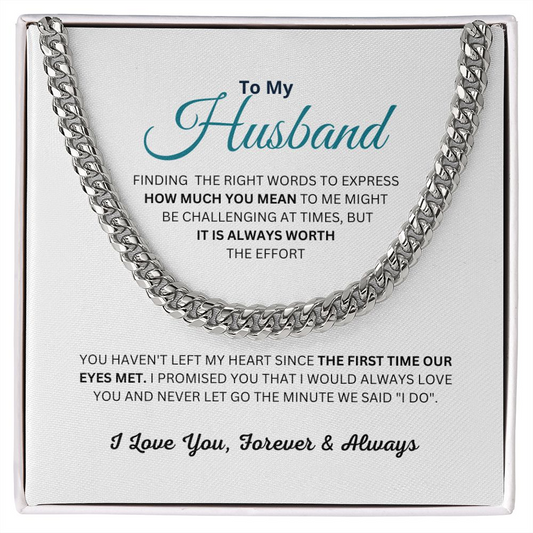 To My Husband, Cuban Link Chain Christmas, Birthday and Anniversary Gift for Men - Zensassy