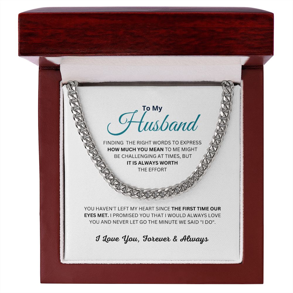 To My Husband, Cuban Link Chain Christmas, Birthday and Anniversary Gift for Men - Zensassy