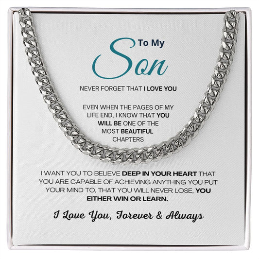To My Son Cuban Link Chain Necklace Birthday, Graduation & Christmas Gift For Son - Zensassy
