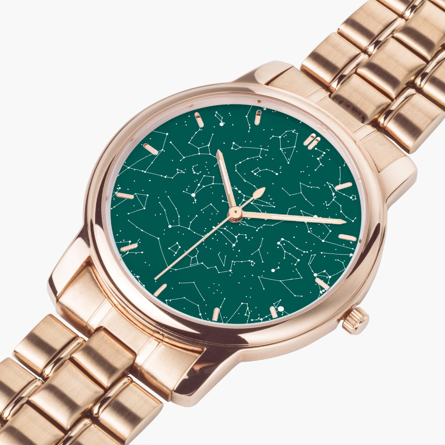 Anniversary Gift For Him, Personalized Star Map Folding Clasp Type Stainless Steel Quartz Watch Emerald Green