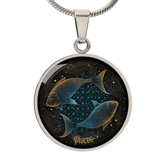 Pisces Zodiac Sign, Circle Pendant Jewerly, Birthday Gift For Her - Zensassy