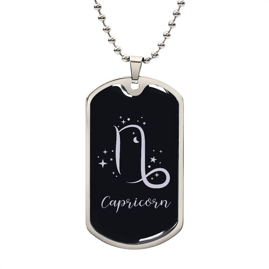Capricorn Zodiac Sign Designed Dog Tag, Military Chain, Birthday Gift For Him - Zensassy