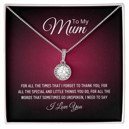 To My Mum Gold Finish Pendant Necklace, Birthday Gift For Mum, Mother's Day Luxury Gift - Zensassy