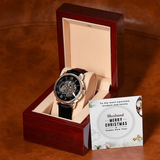 Husband Christmas Card, Openwork Watch Christmas Gift For Husband, Holiday Present - Zensassy