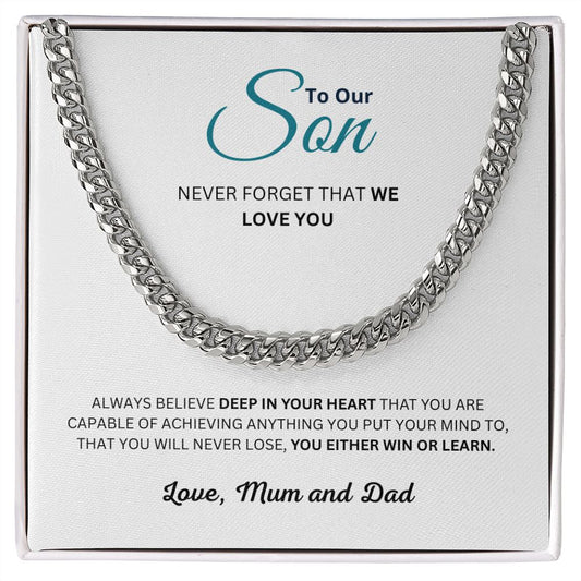 To Our Son, Cuban Link Chain Necklace, Christmas and Birthday Gift for Son - Zensassy