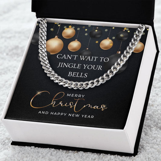 Funny Christmas Message Card Cuban Link Chain Necklace For Men, Funny Christmas Gift For Him, Holiday Present - Zensassy
