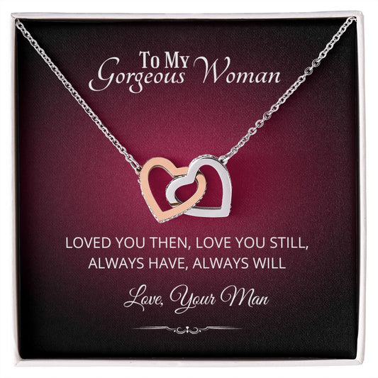 To My Gorgeous Woman Interlocking Heart Necklace - Zensassy