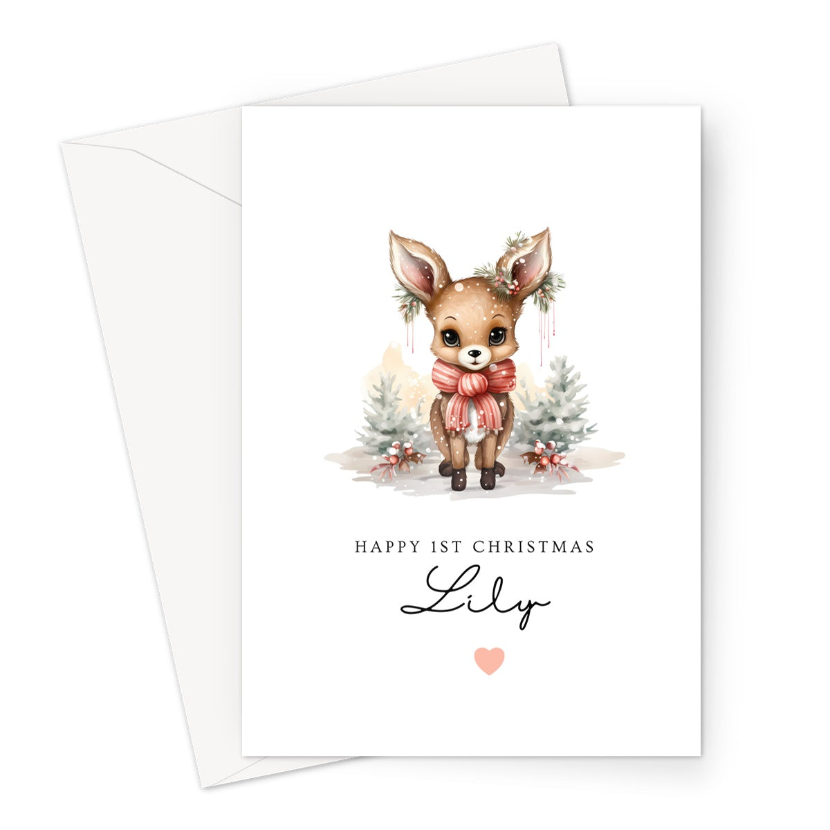 Personalised First Christmas Card For Baby Girls Happy Christmas Card