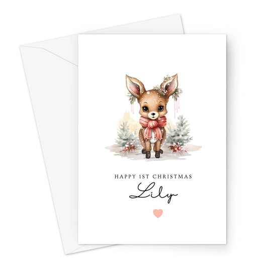 Personalised First Christmas Card For Baby Girls Happy Christmas Card