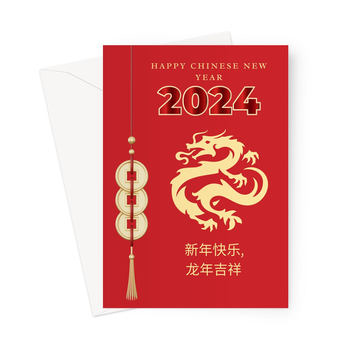 Lunar New Year 2024,Year of Wood Dragon Gift, Chinese Zodiac Greeting Card