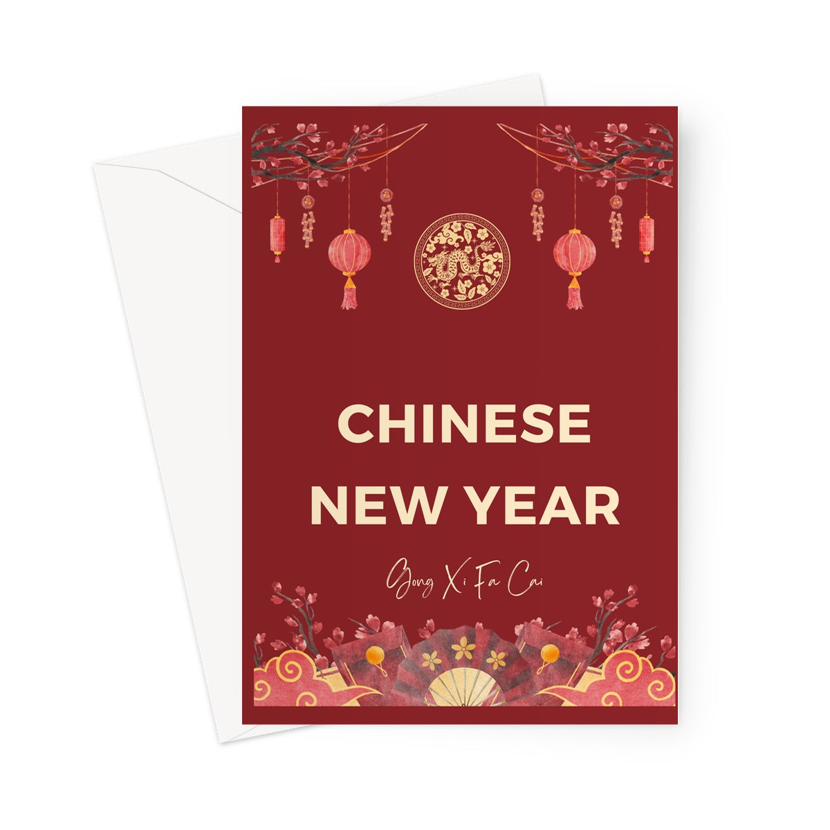 Lunar New Year 2024 Greeting Card, The Year of Dragon, Dragon Zodiac