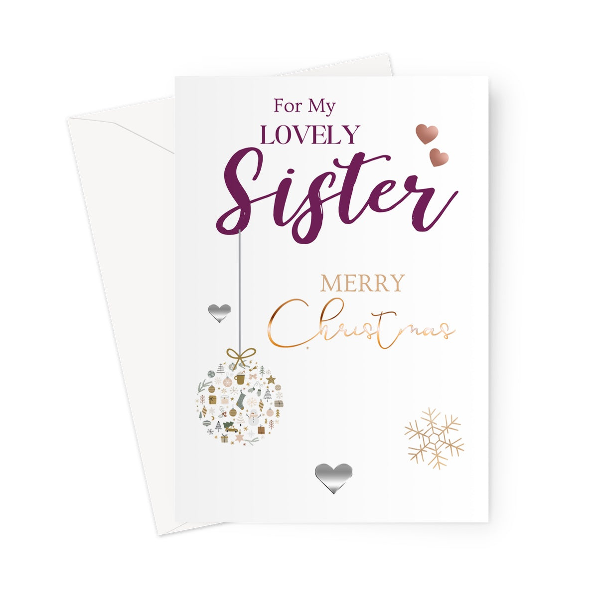 Personalised Christmas Card For Her, Christmas Card For Sister